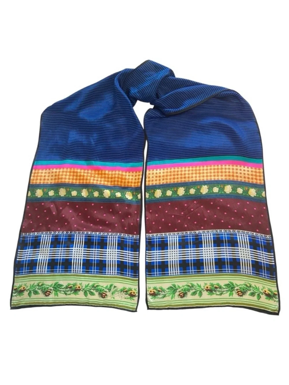Vintage Kenzo Multi Print Silk Oblong Scarf